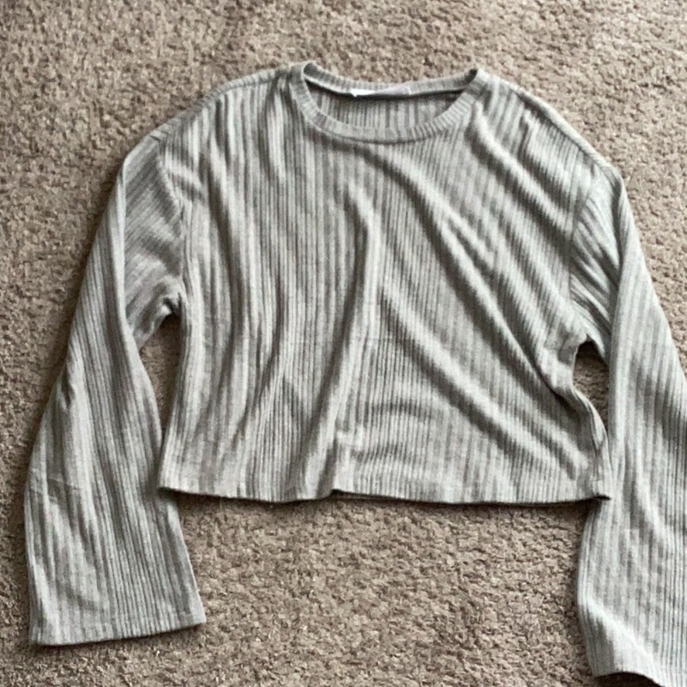 Gray Ribbed Women's Top